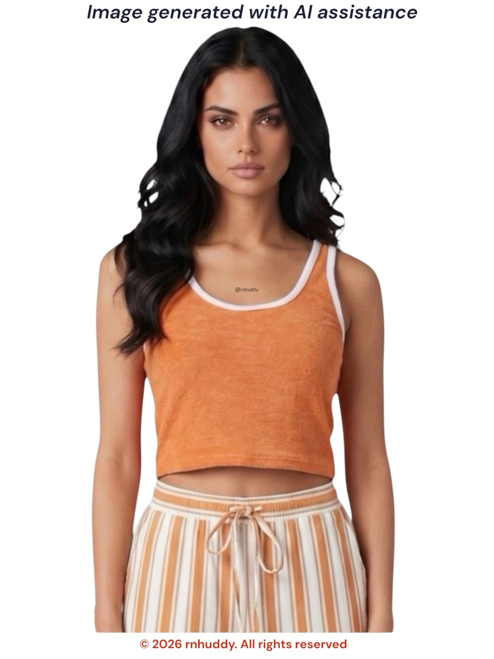 Hollister S orange with white trim terry cloth tank